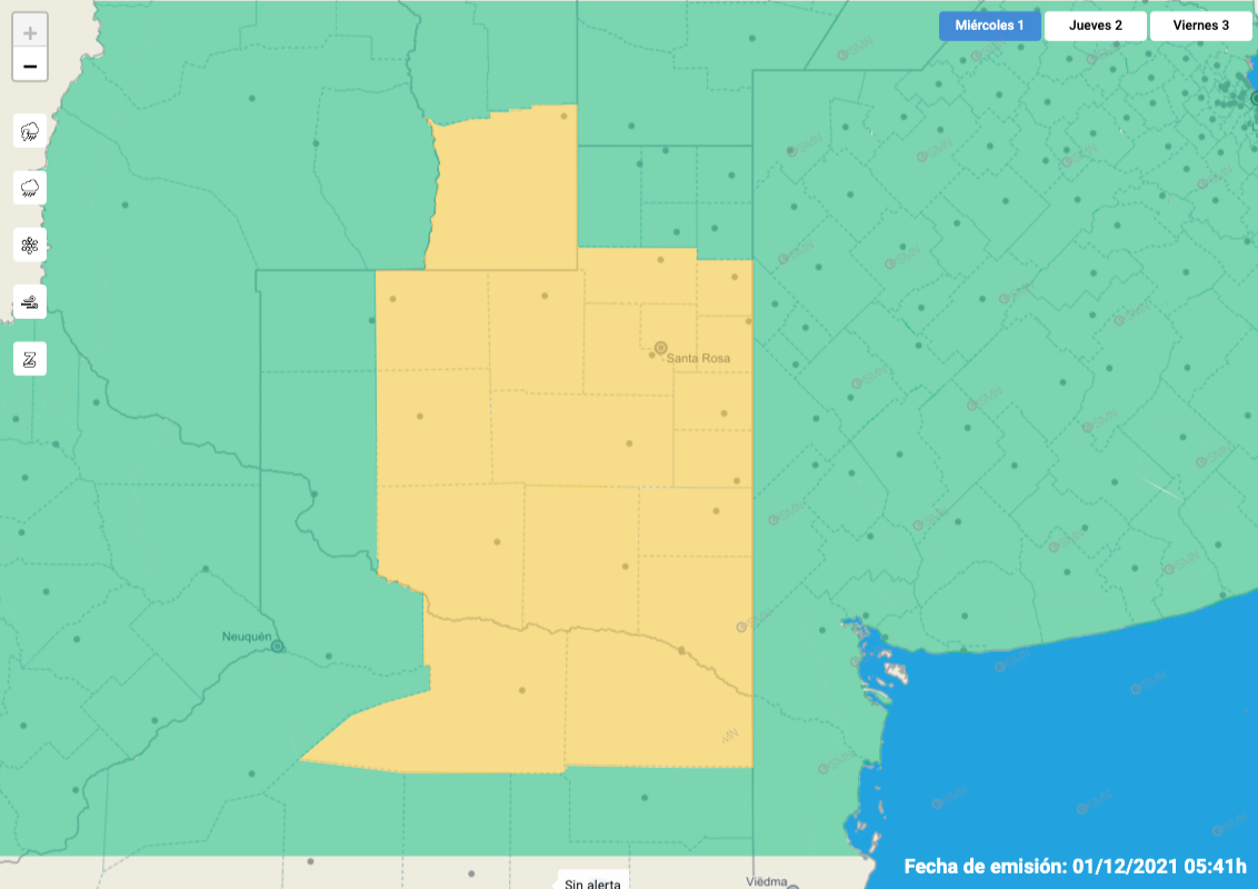 Alerta por tormenta para gran parte de La Pampa