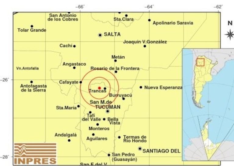 Un temblor de 5.7 grados con epicentro en Trancas sacudió al norte argentino