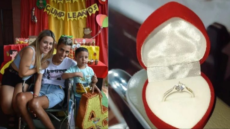 Corrientes: sobrevivió a un balazo en la nuca y le propuso casamiento a su novia en una caja de milanesas
