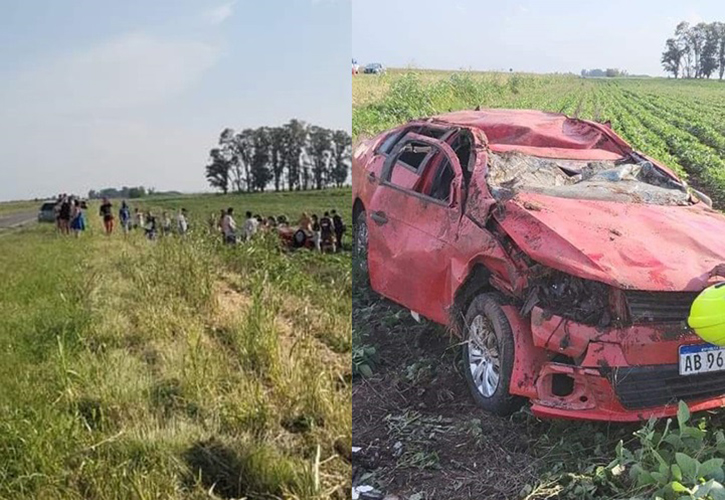 Vuelco en Ruta 35 cerca de Coronel Moldes: Familia piquense fue trasladada al Hospital