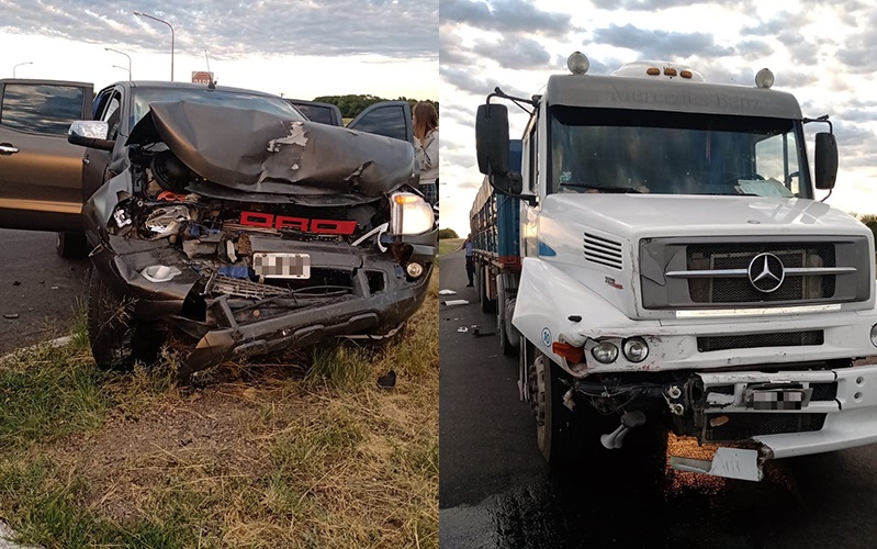 Triple choque en Ruta 10 y acceso a Victorica: Un camionero y nueve mujeres cordobesas involucradas, todos resultaron ilesos
