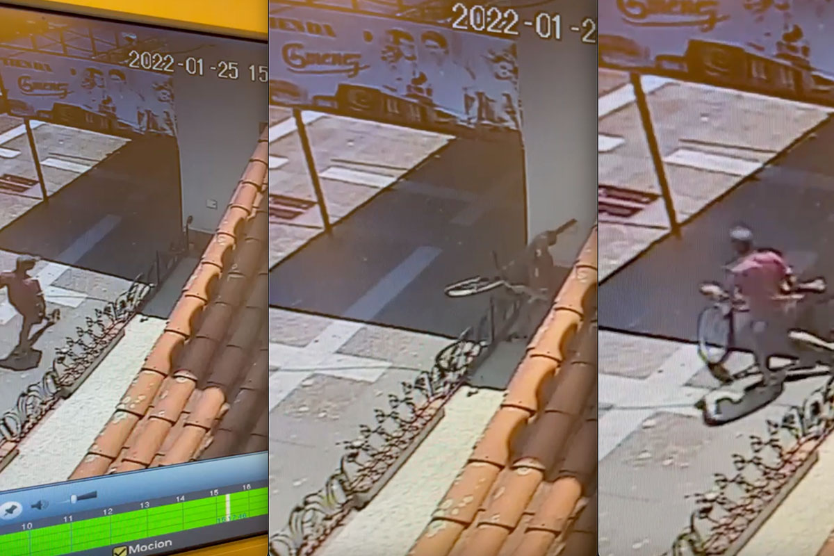 [VIDEO] Le robó la bicicleta a una trabajadora en pleno centro de General Pico y quedó grabado por una cámara de seguridad