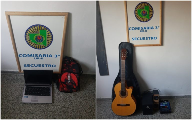 Recuperan guitarra, equipo de audio y notebook que habían robado en vivienda de Empleado de Comercio