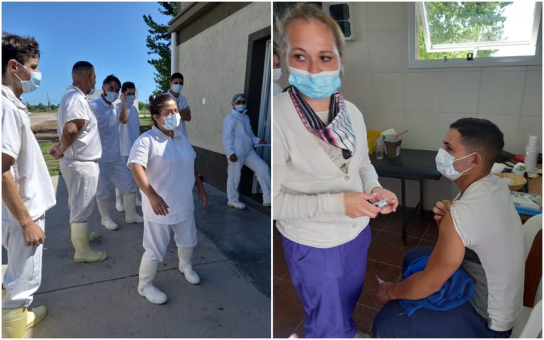 No paran: Equipo del hospital de Pico se trasladó al Frigorífico de Speluzzi a completar esquemas de vacunación