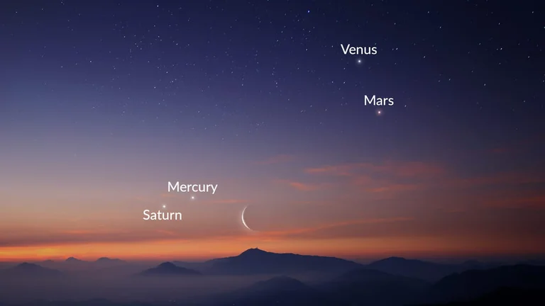 Esta madrugada, cuatro planetas y la Luna se suman en una gran conjunción planetaria