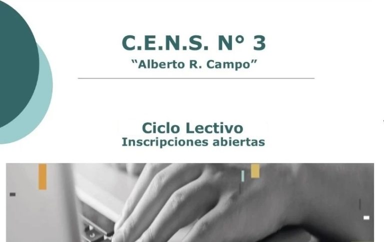 El CENS N° 3 “Alberto R. Campo” abre las inscripciones para el Ciclo Lectivo 2022