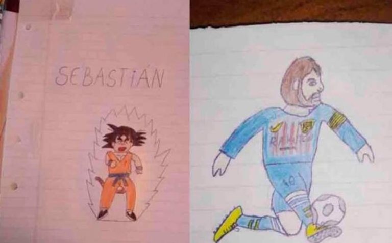 Sebastián tiene 12 años, vive en Chos Malal y vende sus dibujos a $70 para comprarse una pelota y jugar con sus amigos