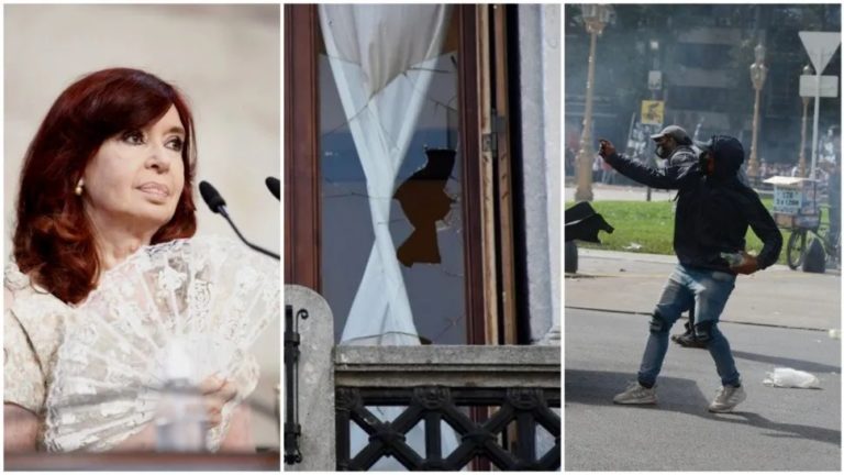 Protesta contra el FMI: Manifestantes rompieron los vidrios del despacho de Cristina Kirchner
