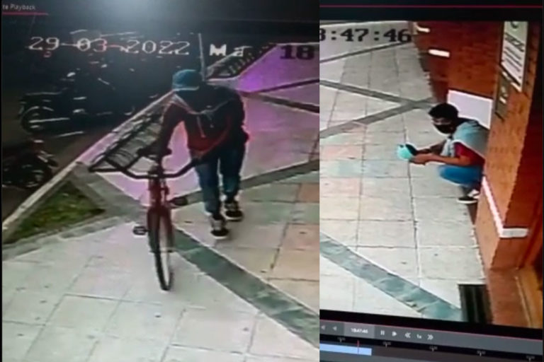 Un joven robó una bicicleta en el Centro Empleados de Comercio de Pico y quedó registrado en las cámaras de seguridad