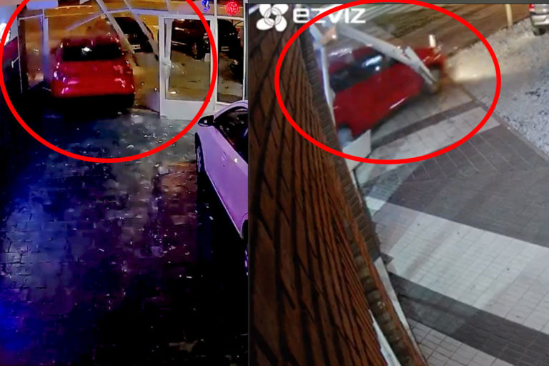 Así robaba un joven un auto 0 km de una concesionaria en Santa Rosa, que luego destruyó contra una columna tras conducir ebrio