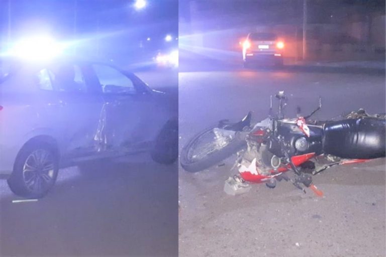 Fuerte choque en calle 6 esquina 101: Un joven motociclista fue hospitalizado