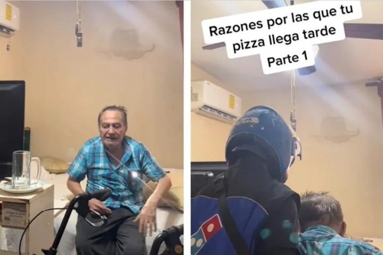 Viral en México: el abuelo que pide una pizza para que el delivery lo ayude a acostarse
