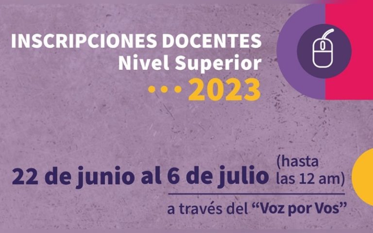 Anuncian las inscripciones docentes de Nivel Superior para el Ciclo Lectivo 2023