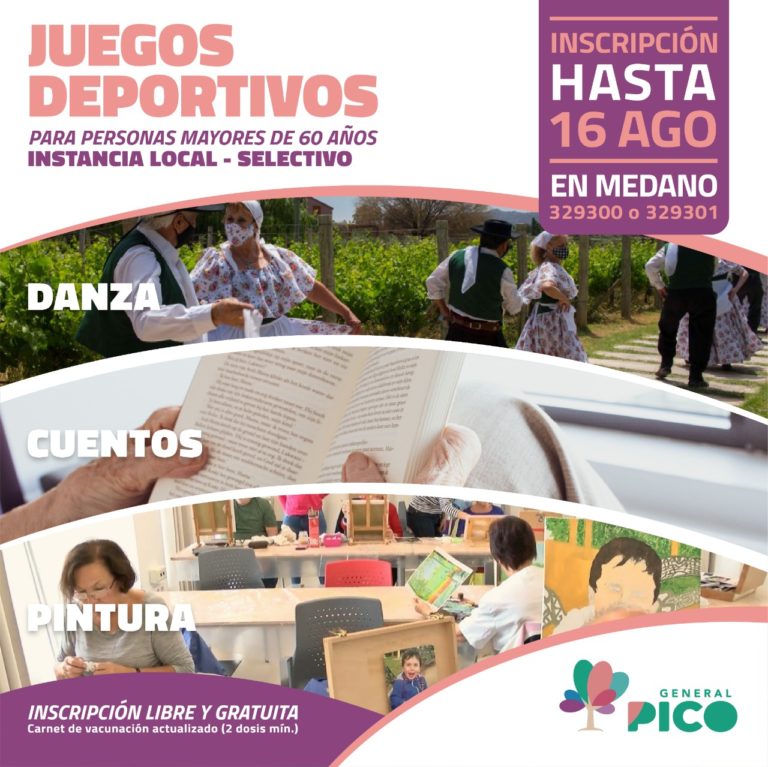 Inscripción abierta para adultos que quieran participar en los Juegos Deportivo Pampeanos Culturales