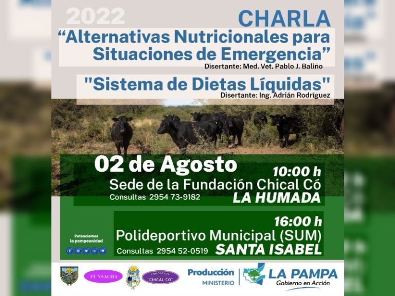 Dictarán charlas sobre “Alternativas Nutricionales” y “ Sistema de dietas líquidas” a productores del oeste pampeano