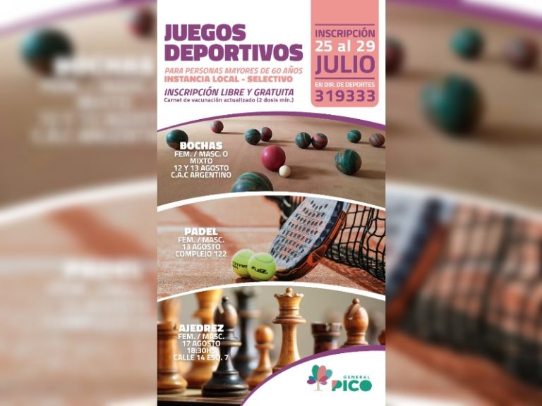 Abren las inscripciones de los Juegos Deportivos Pampeanos para mayores de 60 años