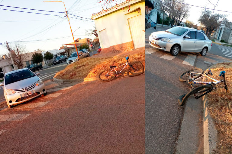 Una ciclista lesionada tras choque con un auto en 11 y 110