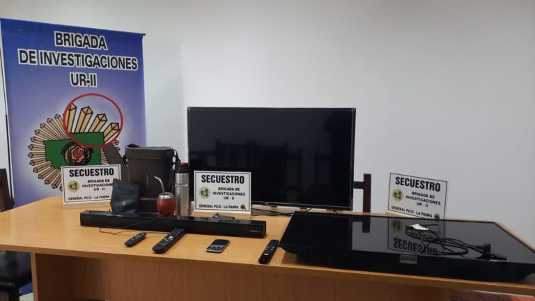 Robó en un complejo de departamentos y se llevó un televisor caminando bajo el brazo
