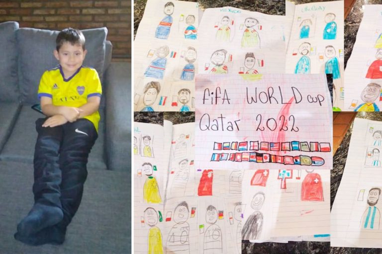 El pequeño piquense Mateo dibuja su propio álbum del Mundial: “Nunca nos pidió que le compremos nada, él solito hizo sus propias figuritas” expresó emocionado su padre