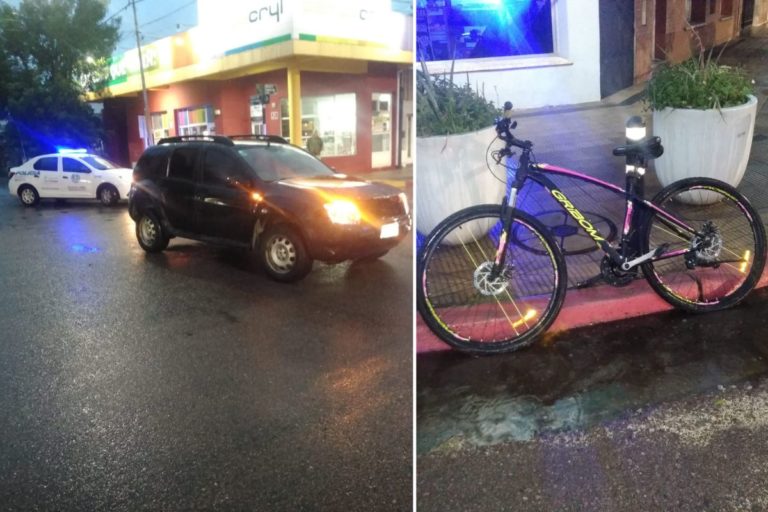 Tras fuerte choque en el centro piquense, una joven ciclista de 25 años fue trasladada al Hospital