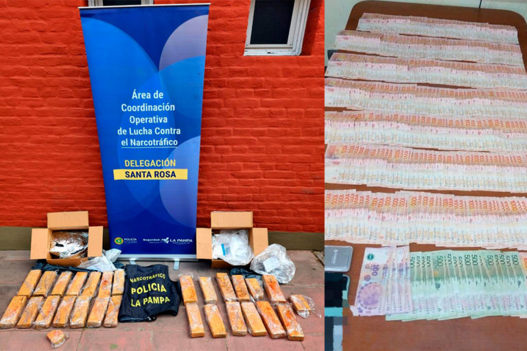 Interceptaron en la terminal de Santa Rosa a personas que fueron a buscar una encomienda con 25 kilos de marihuana