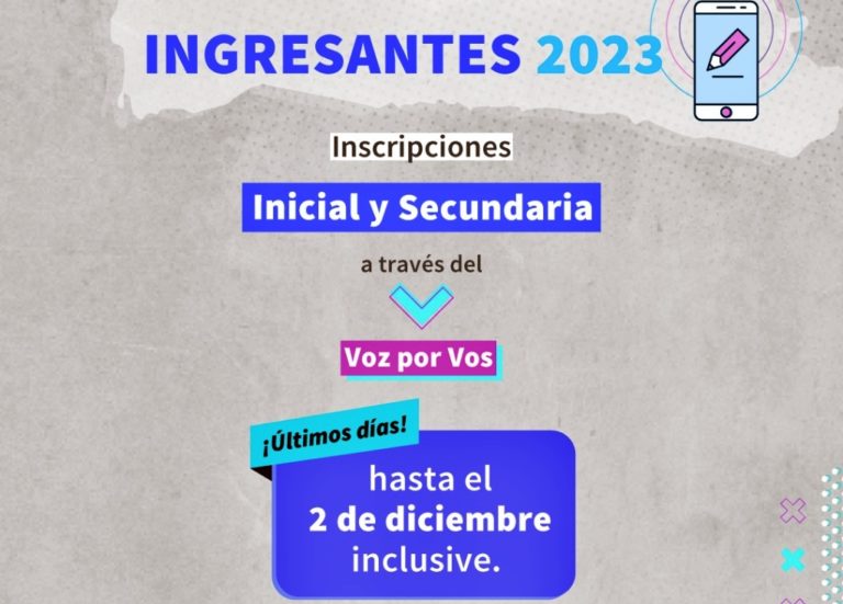 Atención: últimos días de inscripciones para ingresar a los niveles Inicial y Secundaria del ciclo lectivo 2023