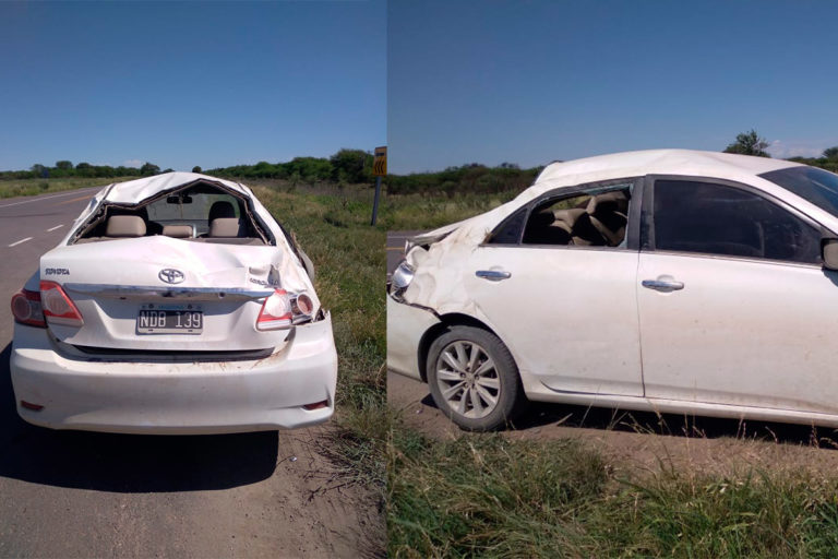 Venían a General Pico y terminaron volcando en el cruce de Luan Toro