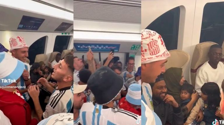 Qatar: la hinchada argentina cantó en el subte canciones de cuna para calmar a un nene que estaba asustado