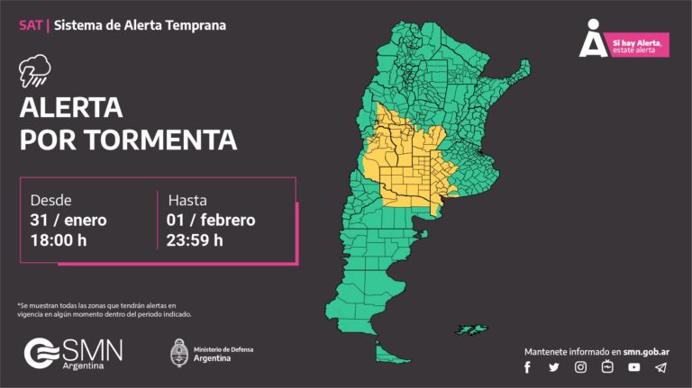 La Pampa en alerta por tormentas, algunas localmente fuertes
