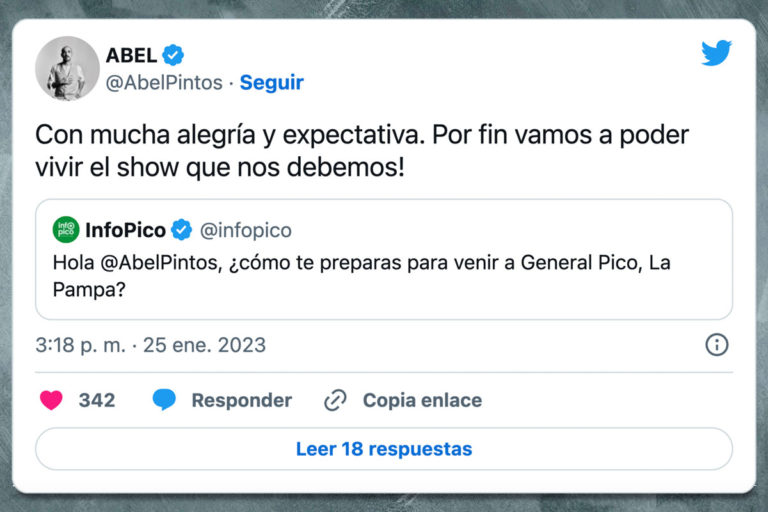 “Por fin vamos a poder vivir el show que nos debemos!”, afirmó Abel Pintos días antes de su presentación en General Pico