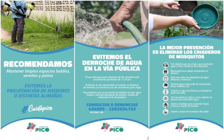 Por el bien de todos: cuidar el agua y mantener limpios, baldíos, veredas y patios de viviendas