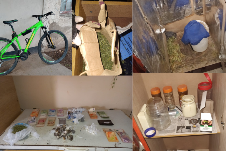 Eduardo Castex: la Policía investigaba el robo de una bicicleta robada y terminó secuestrando marihuana y cocaína de varios domicilios