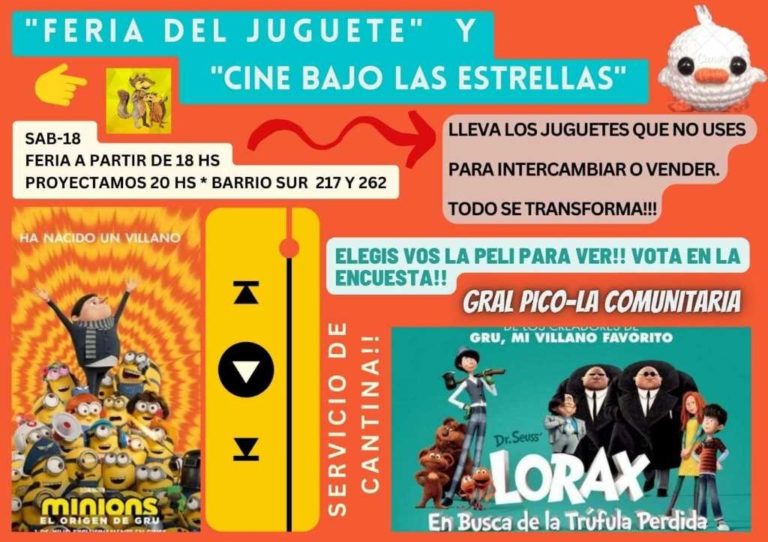 La cooperativa La Comunitaria presentará dos actividades el próximo fin de semana: Feria del Juguete y Cine bajo las Estrellas