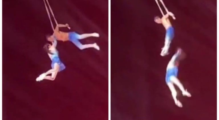 Una trapecista china murió tras caer desde más de 9 metros de altura en un show: su esposo no pudo atraparla