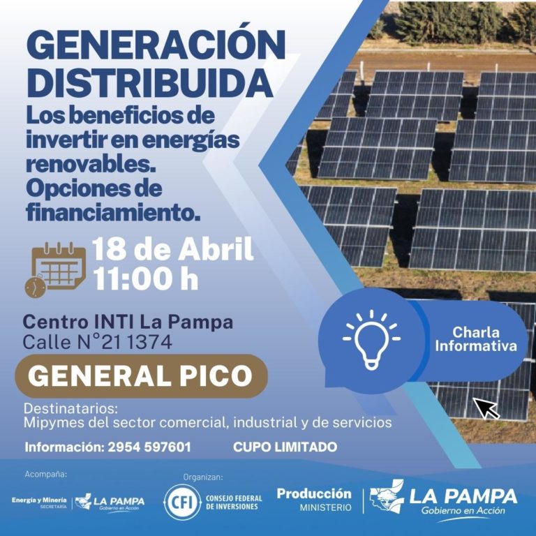 Mañana realizarán una charla informativa sobre energías renovables en General Pico