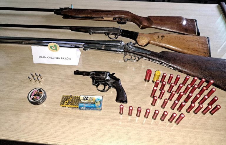 Incautan armas de fuego en allanamiento relacionado con crueldad animal en Colonia Barón