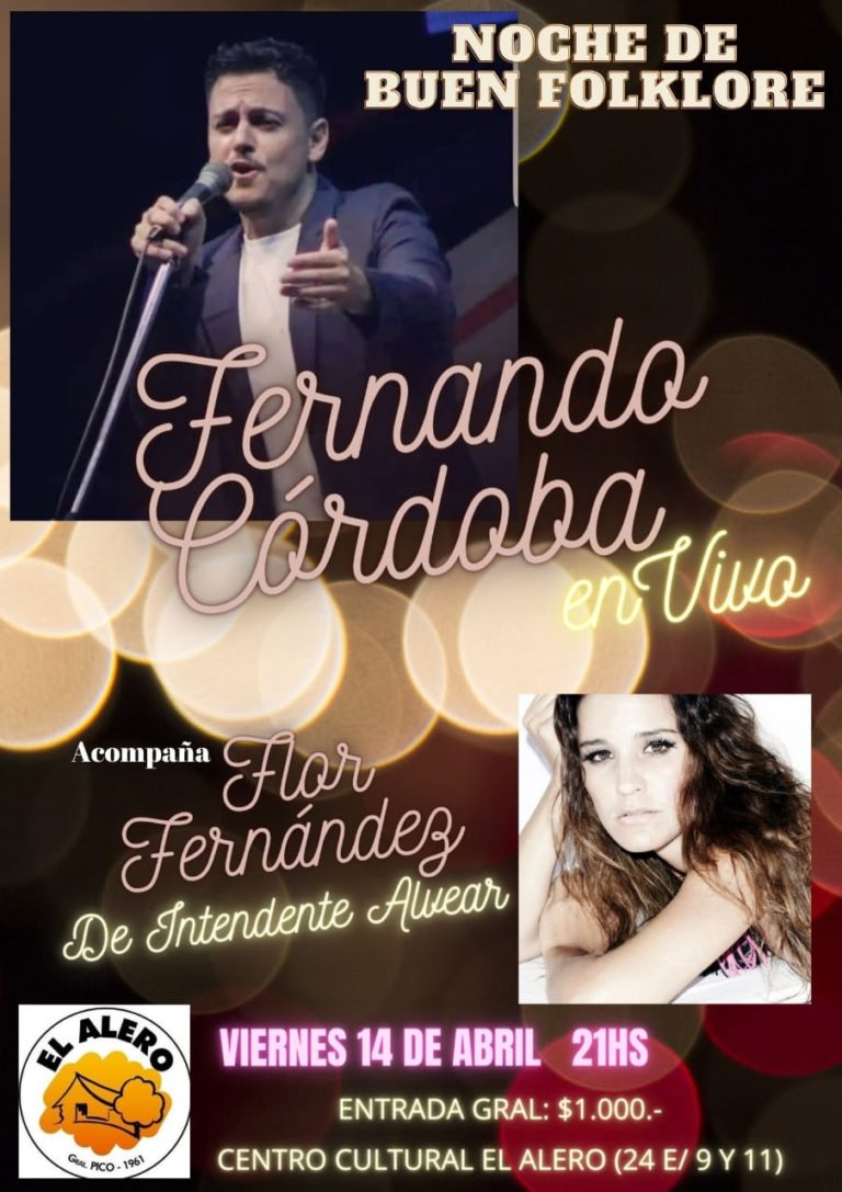 Fernando Córdoba y Flor Fernández deslumbrarán con su folklore en CC El Alero este viernes