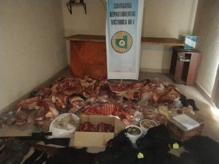 Operativo policial desmantela red de abigeato en Victorica: tres detenidos y secuestro de carne y armas