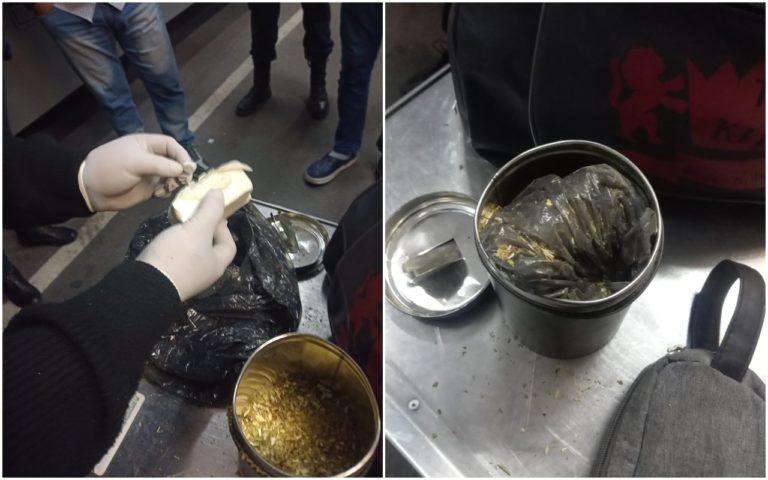 Descubren tráfico de drogas en un ómnibus: Un pasajero intenta ocultar cocaína en un recipiente de yerba mate