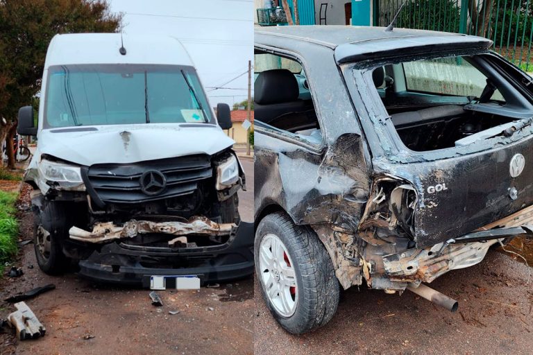 Colisión de Mercedes Sprinter con un VW Gol estacionado en calle 10