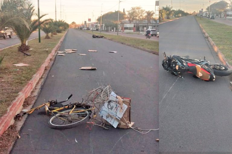 GRAVE ACCIDENTE EN PICO: Una moto chocó ferozmente con una bicicleta y el ciclista fue trasladado a Santa Rosa con traumatismo de cráneo