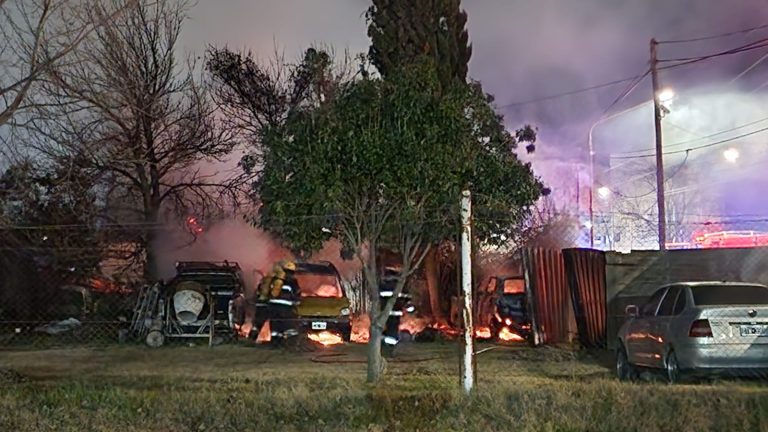 Cuatro vehículos se incendiaron en calle 300 y 7: la policía investiga si fue intencional