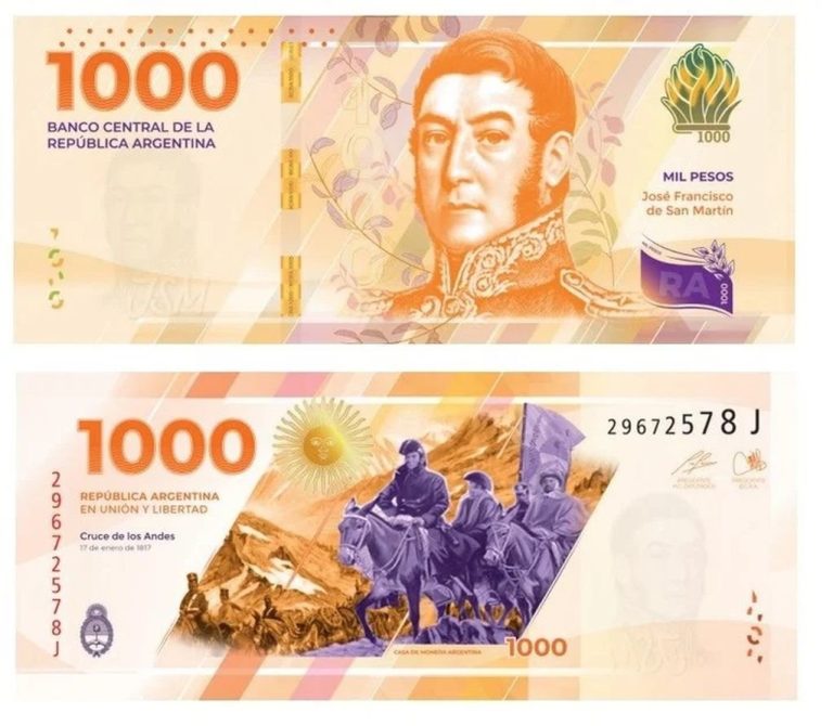 San Martín vuelve a los billetes: el Banco Central confirmó su imagen en los de 1.000 pesos