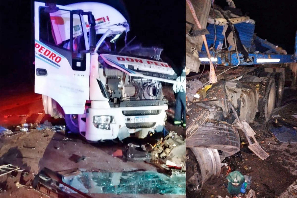 En un impactante choque de camiones en Ruta Nacional N° 35, un hombre terminó con graves