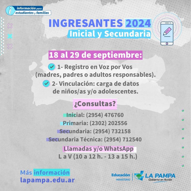 Comienza registro y vinculación de ingresantes a Inicial y Secundaria en 2024