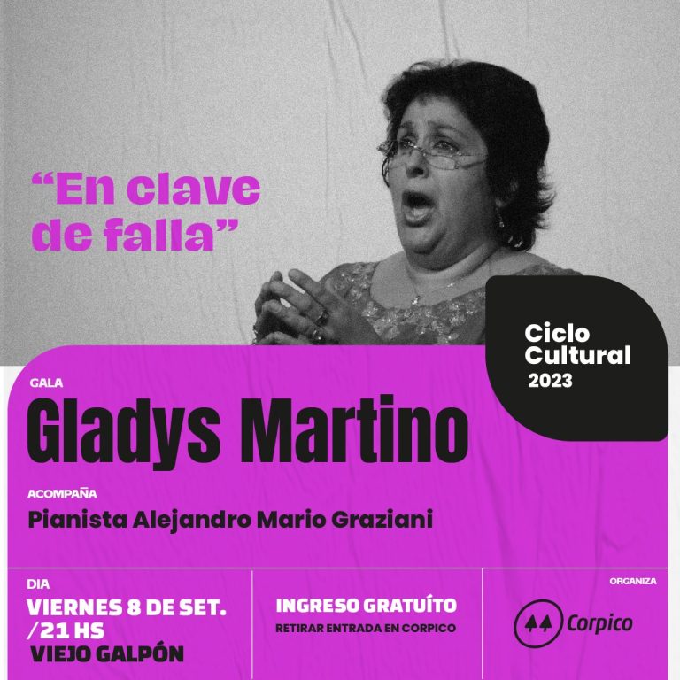 Gladys Martino y Alejandro Graziani inauguran el ciclo cultural de CORPICO en el Viejo Galpón