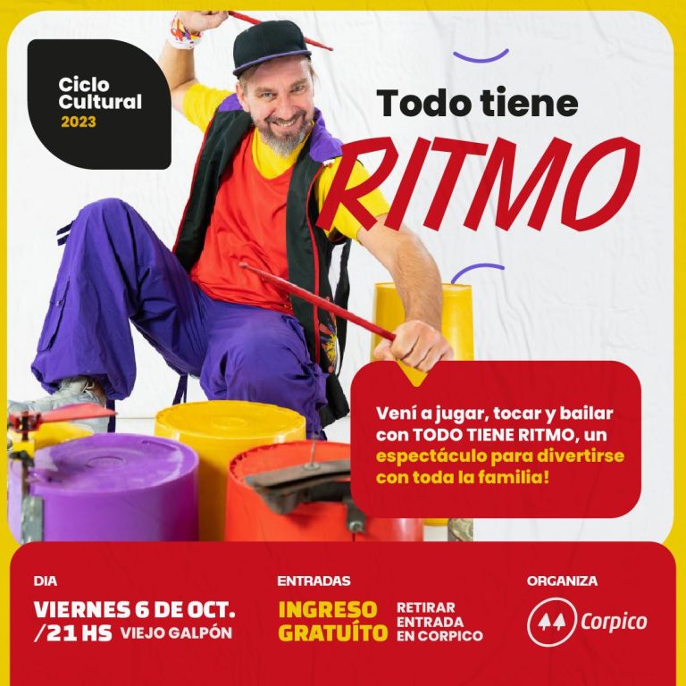 Se viene el segundo espectáculo del Ciclo Cultural 2023 de Corpico, con la presentación de Todo Tiene Ritmo