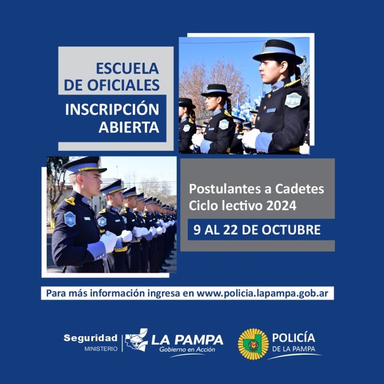 Policía de La Pampa abre la inscripción para postulantes a Cadetes 2024