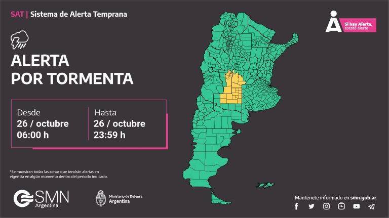 El Servicio Meteorológico emitió un alerta por tormenta para el centro y norte de La Pampa