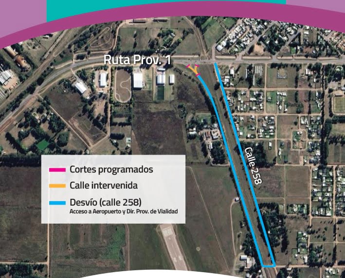 Por 30 días cerraron la ruta de acceso al aeropuerto por obras en la Doble Vía de General Pico